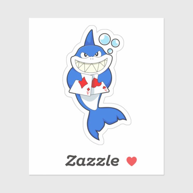 Shark at Poker with Poker cards (Sheet)