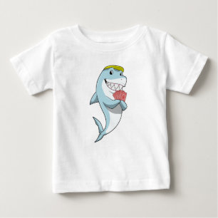 Shark at Poker with Poker cards Baby T-Shirt