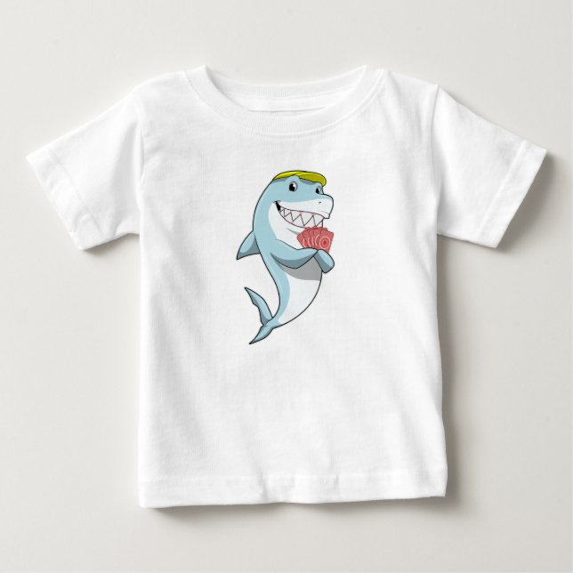 Shark at Poker with Poker cards Baby T-Shirt (Front)