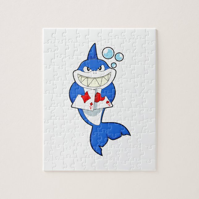 Shark at Poker with Poker cards Jigsaw Puzzle (Vertical)