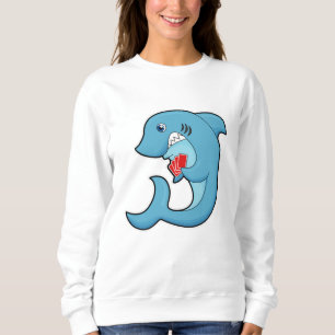 Shark at Poker with Poker cards Sweatshirt