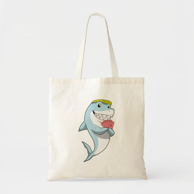 Shark at Poker with Poker cards Tote Bag (Front)