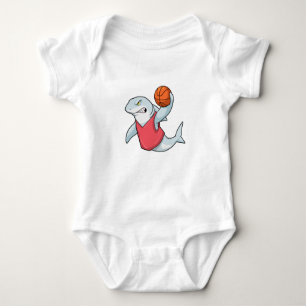 Shark at Sports with Basketball Baby Bodysuit