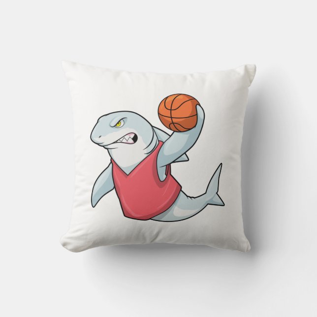 Shark at Sports with Basketball Cushion (Front)