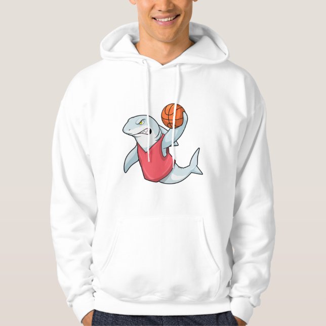 Shark at Sports with Basketball Hoodie (Front)