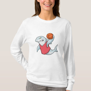 Shark at Sports with Basketball T-Shirt