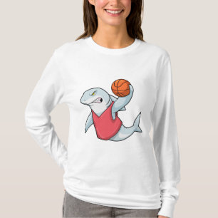 Shark at Sports with Basketball T-Shirt