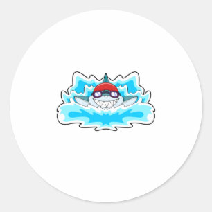 Shark at Swimming with Swimming goggles Classic Round Sticker