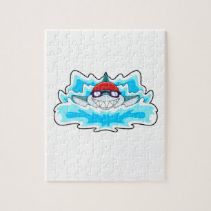 Shark at Swimming with Swimming goggles Jigsaw Puzzle