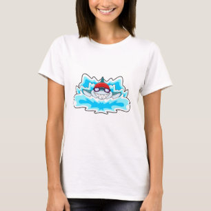 Shark at Swimming with Swimming goggles T-Shirt