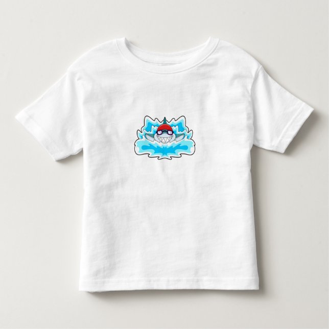 Shark at Swimming with Swimming goggles Toddler T-Shirt (Front)