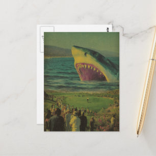 Shark at the Ocean Golf Course Horror Postcard