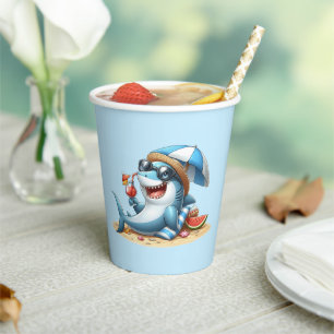 Shark Attack Beach Birthday Paper Cups