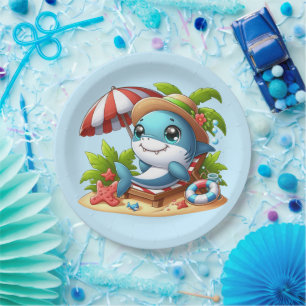 Shark Attack Beach Birthday Paper Plates