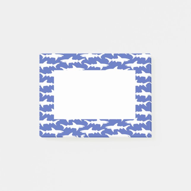 Shark Attack - Blue and White Post-it Notes (Front)