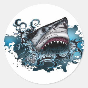 Shark Attack Classic Round Sticker
