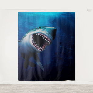 Shark Attack    Ocean Photo Backdrop Background Tapestry