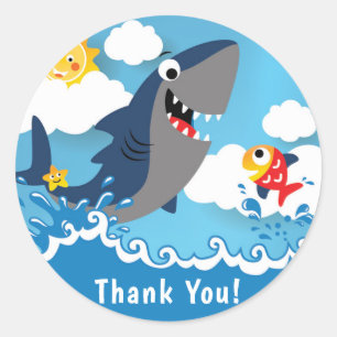 Shark Attack Thank You Favour Sticker