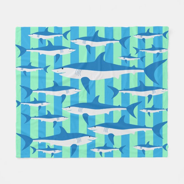 Shark Attack Throw Blanket (Front (Horizontal))