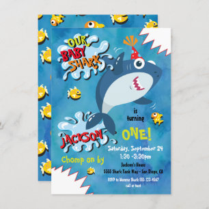 Shark Baby Birthday Party invitation
