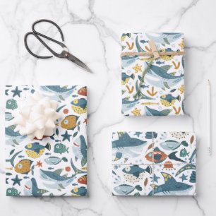 Shark Baby Boy Wrapping Paper Sheets Set of 3