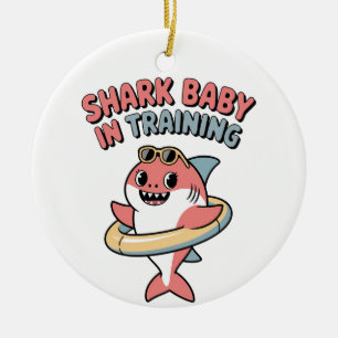 Shark Baby in Training Kids Ceramic Tree Decoration