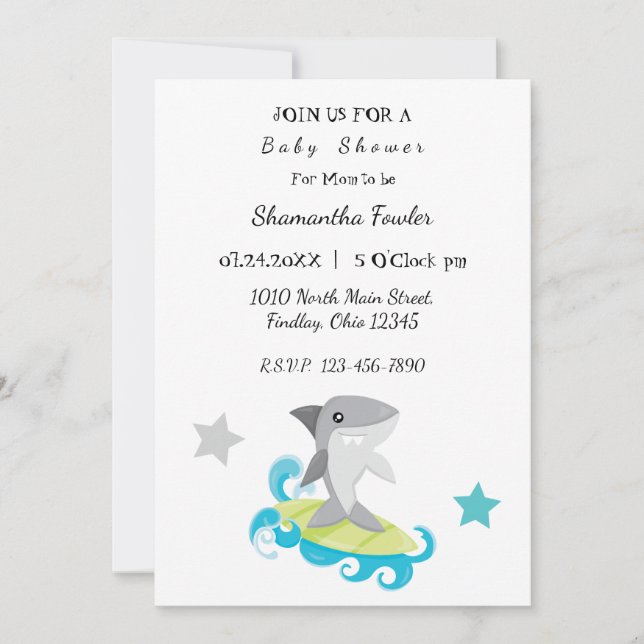 Shark Baby Shower Invitation (Front)