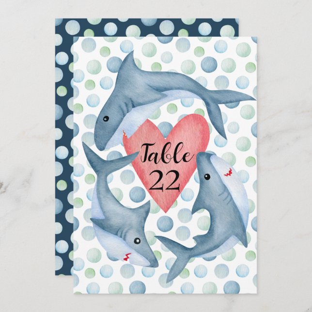 Shark Baby Shower Table Number Sign (Front/Back)