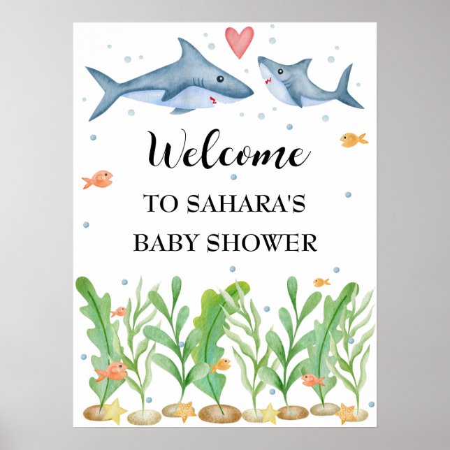 Shark Baby Shower Welcome Sign (Front)