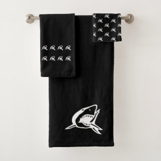 shark Bathroom Black and white towel set