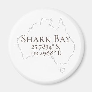 Shark Bay Australia Latitude & Longitude  Magnet