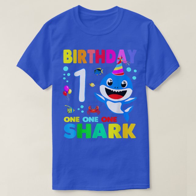 Shark Birthday 1 Years Old 1st Birthday Matching F T-Shirt (Design Front)