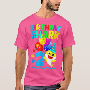 Shark Birthday 2 Years Old 2nd Birthday Matching F T-Shirt