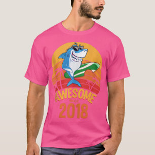 Shark Birthday 2 Years Old Surf Awesome Since 2018 T-Shirt