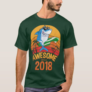 Shark Birthday 2 Years Old Surf Awesome Since 2018 T-Shirt