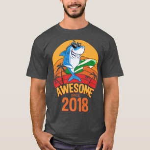 Shark Birthday 2 Years Old Surf Awesome Since 2018 T-Shirt