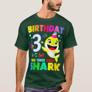 Shark Birthday 3 Years Old 3rd Birthday Matching F T-Shirt