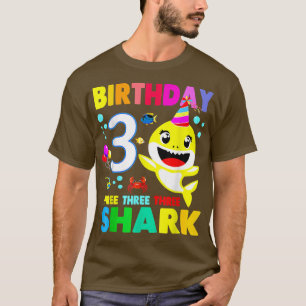 Shark Birthday 3 Years Old 3rd Birthday Matching F T-Shirt