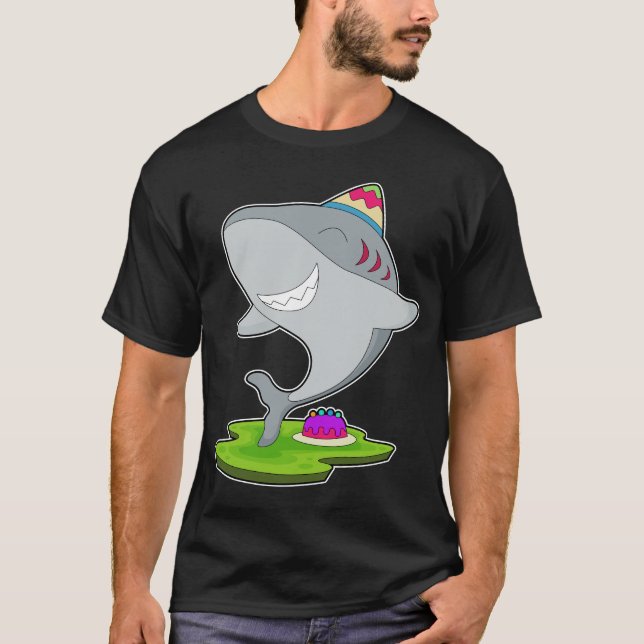 Shark Birthday Cake T-Shirt (Front)