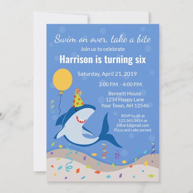 Shark Birthday Invitation (Front)
