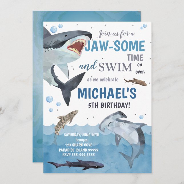 Shark Birthday Invitation (Front/Back)