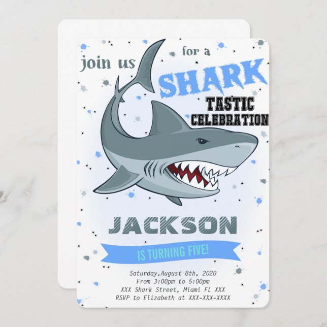 Shark Birthday Invitation (Front/Back)