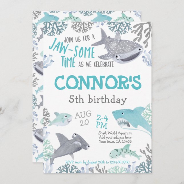 Shark Birthday Invitation (Front/Back)