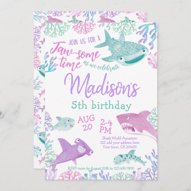 Shark Birthday Invitation (Front/Back)