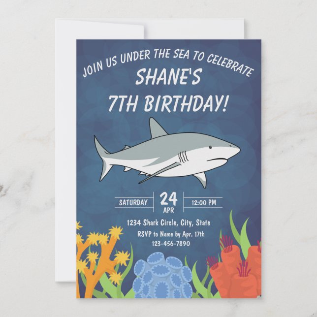 Shark Birthday Invitation (Front)