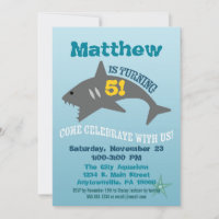 Shark Birthday Invitation Boy Aquarium Invite