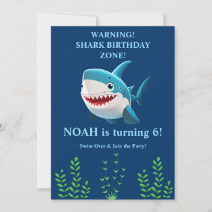 Shark Birthday Invitation Boy Editable