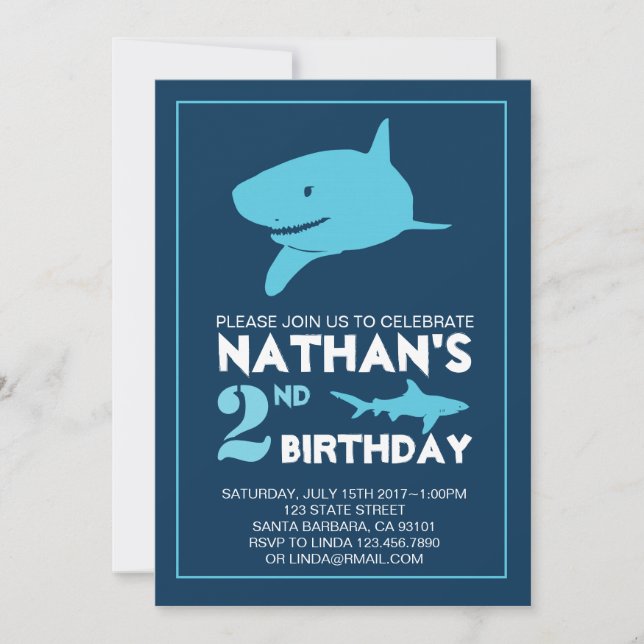 Shark Birthday Invitation for Boy (Front)