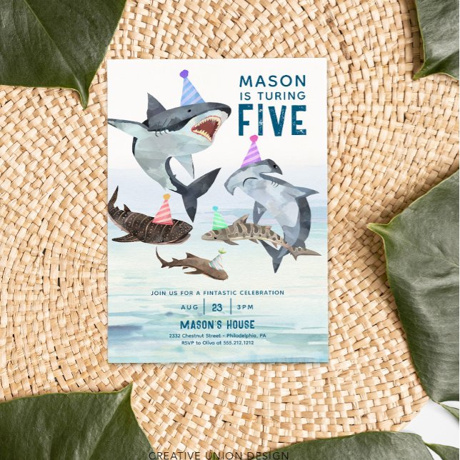 Shark Birthday Invitation Pool Party Kids Birthday (Creator Uploaded)