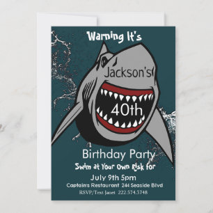 Shark Birthday Invitation, Shark Attack, Invitation